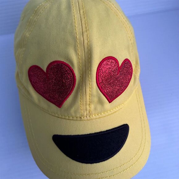 Emoji Heart Eyes Yellow Baseball Cap Unisex Adjustable Fun Hat - Picture 1 of 10